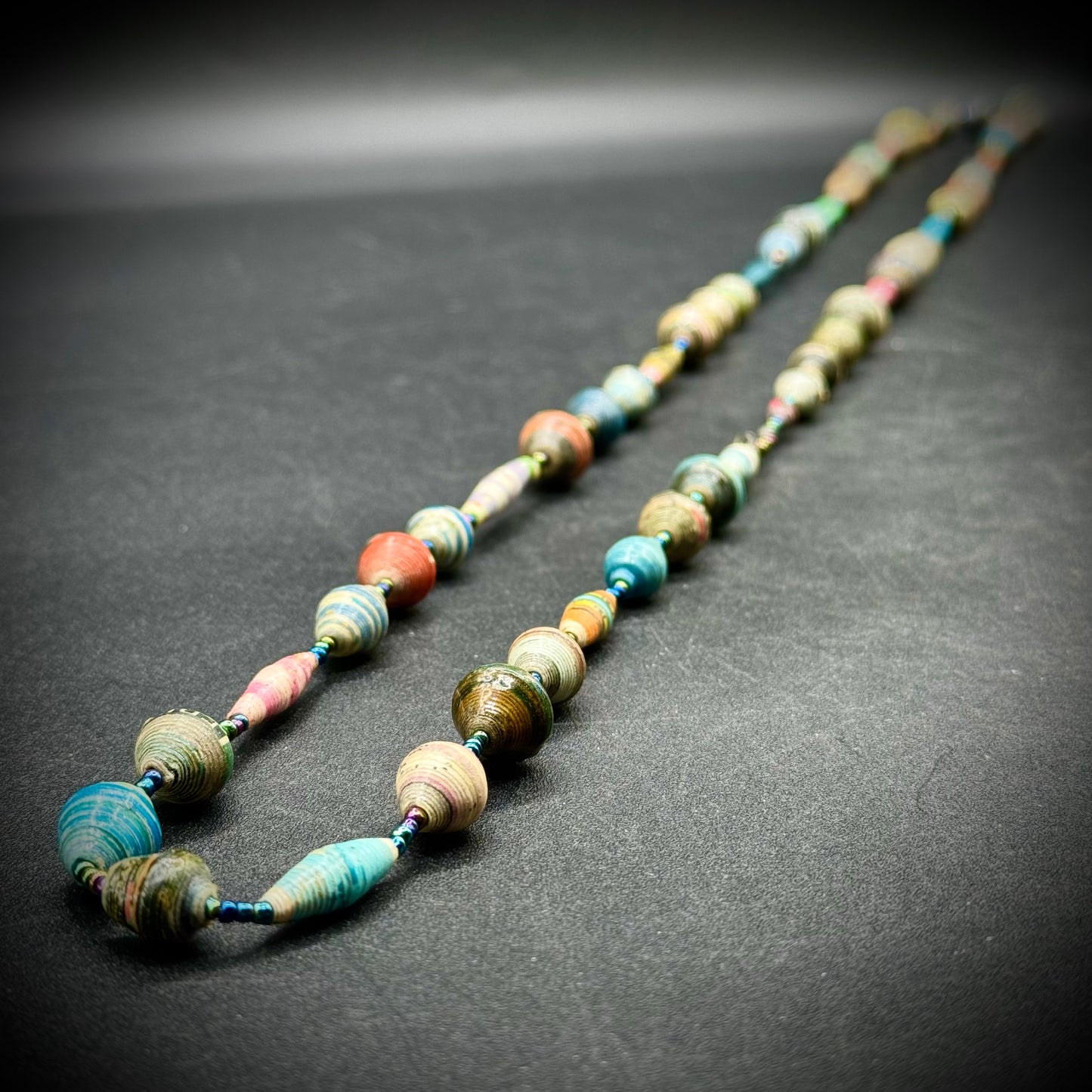 Hand Made Colorful Paper Bead Necklace