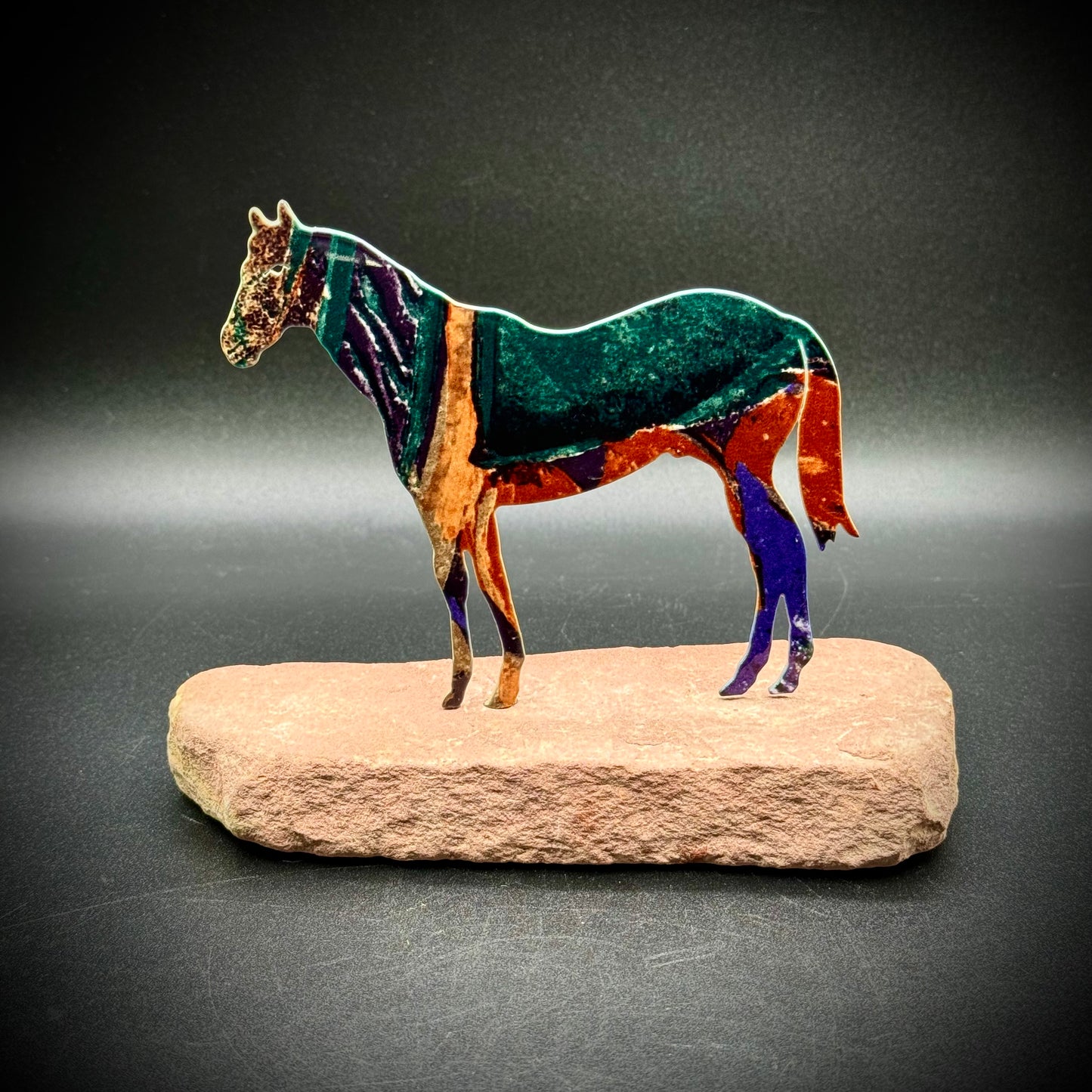 Vintage Metal Lazart Stallion on Sandstone