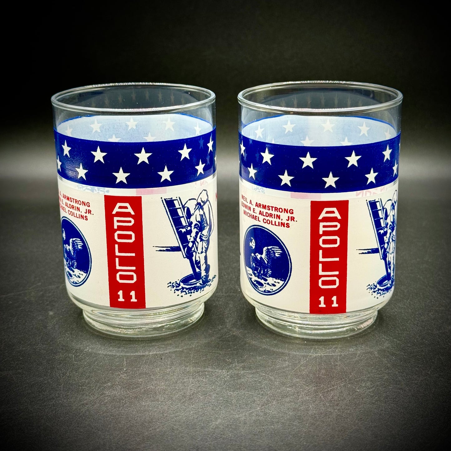 Vintage Libbey Apollo 11 Moon Landing Weighted Glasses