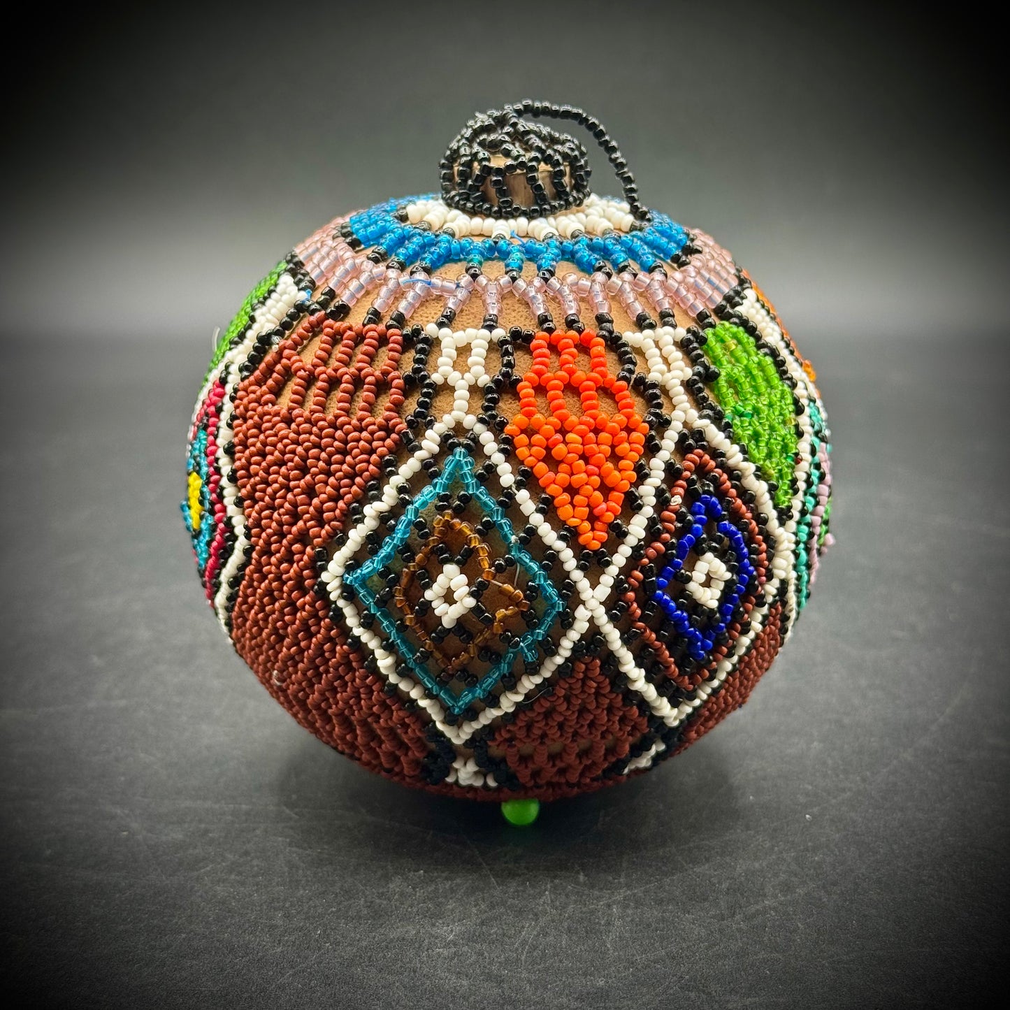 Hand Made African Beaded Gourd Bottle