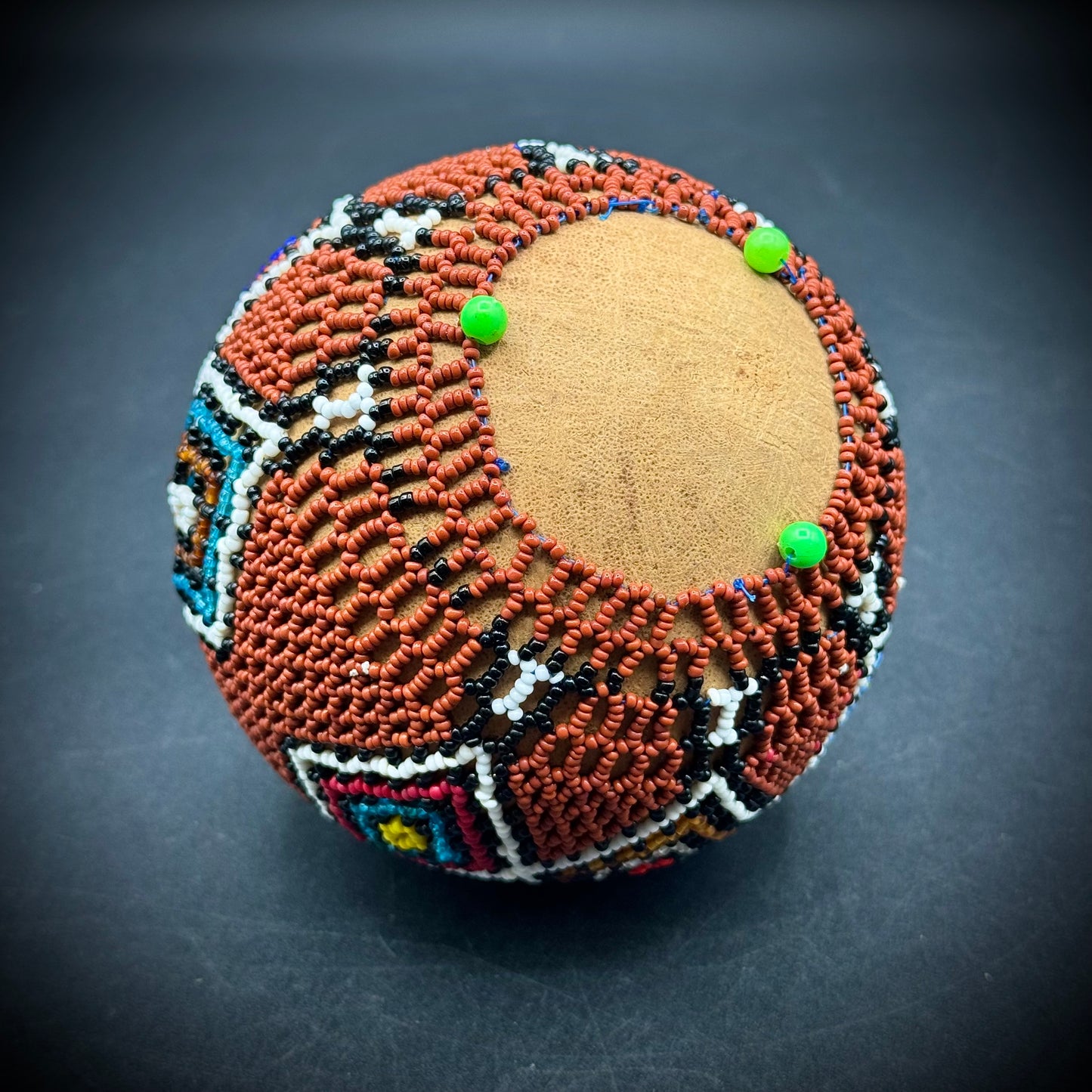 Hand Made African Beaded Gourd Bottle