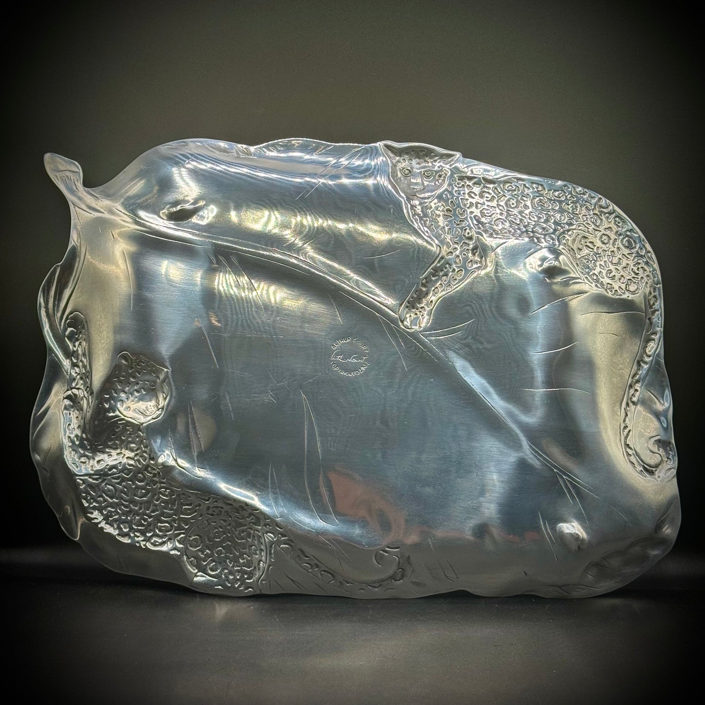 Stunning Large 2001 Arthur Court Spotted Leopard Tray