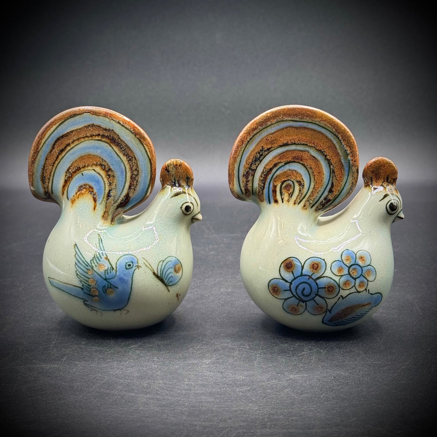 Pair of Hand Painted Tonala Mexico Chicken S&P Shakers