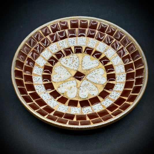 Vintage Mosaic Trinket Dish with Heart Motif