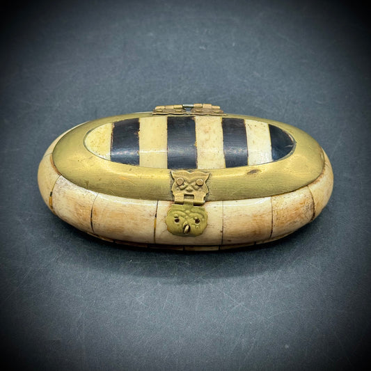 Vintage Bone & Brass Trinket Box - Made in India