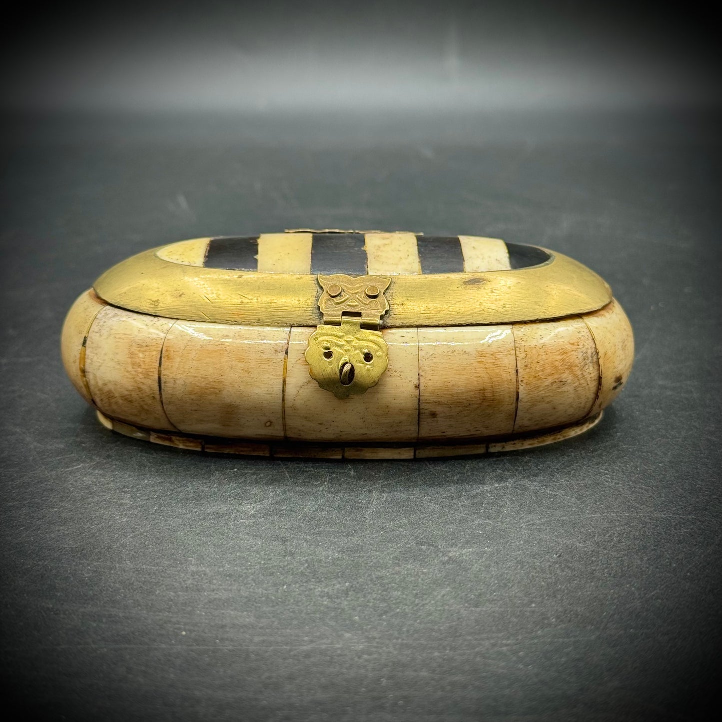 Vintage Bone & Brass Trinket Box - Made in India