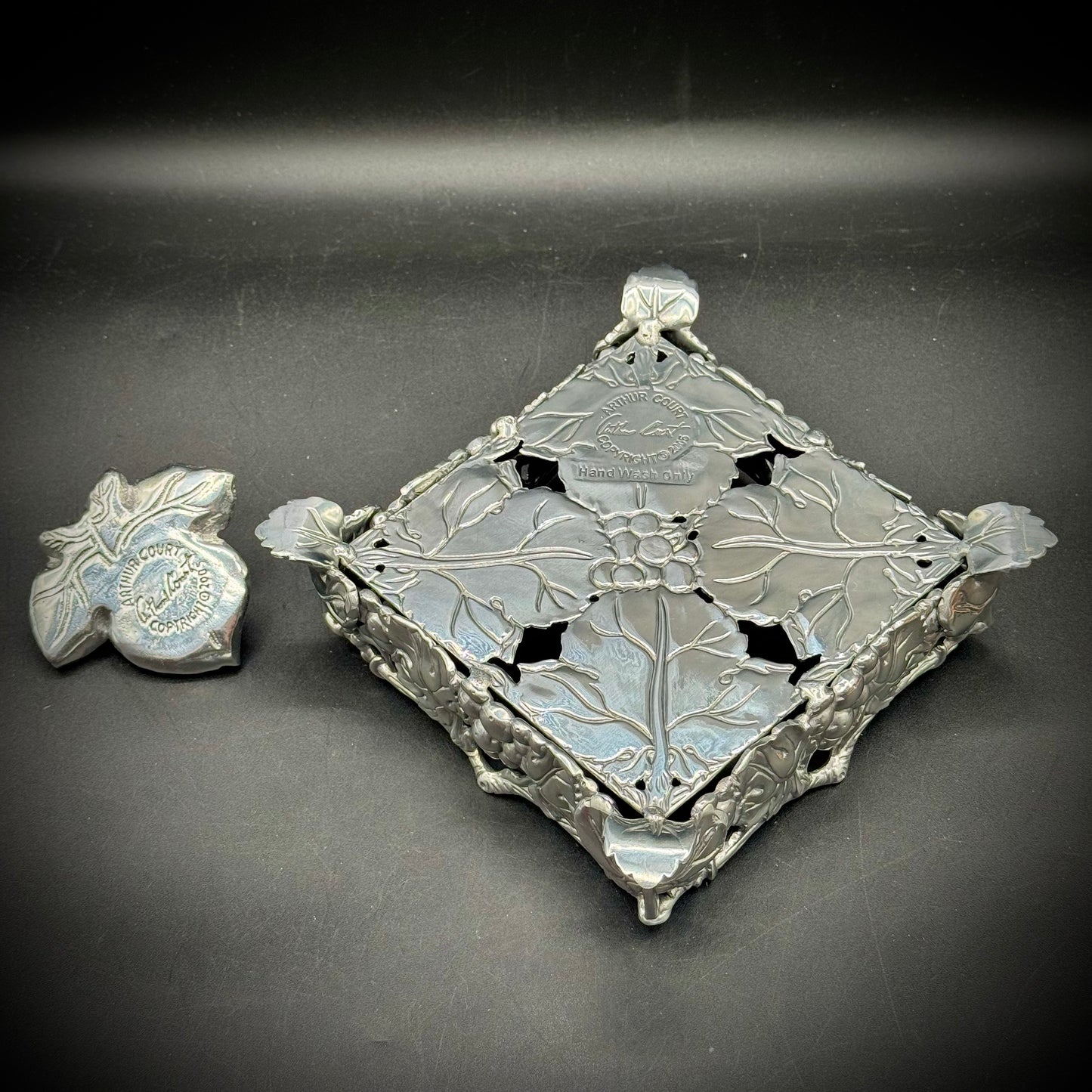 2005 Arthur Court Napkin Box with Matching Weight