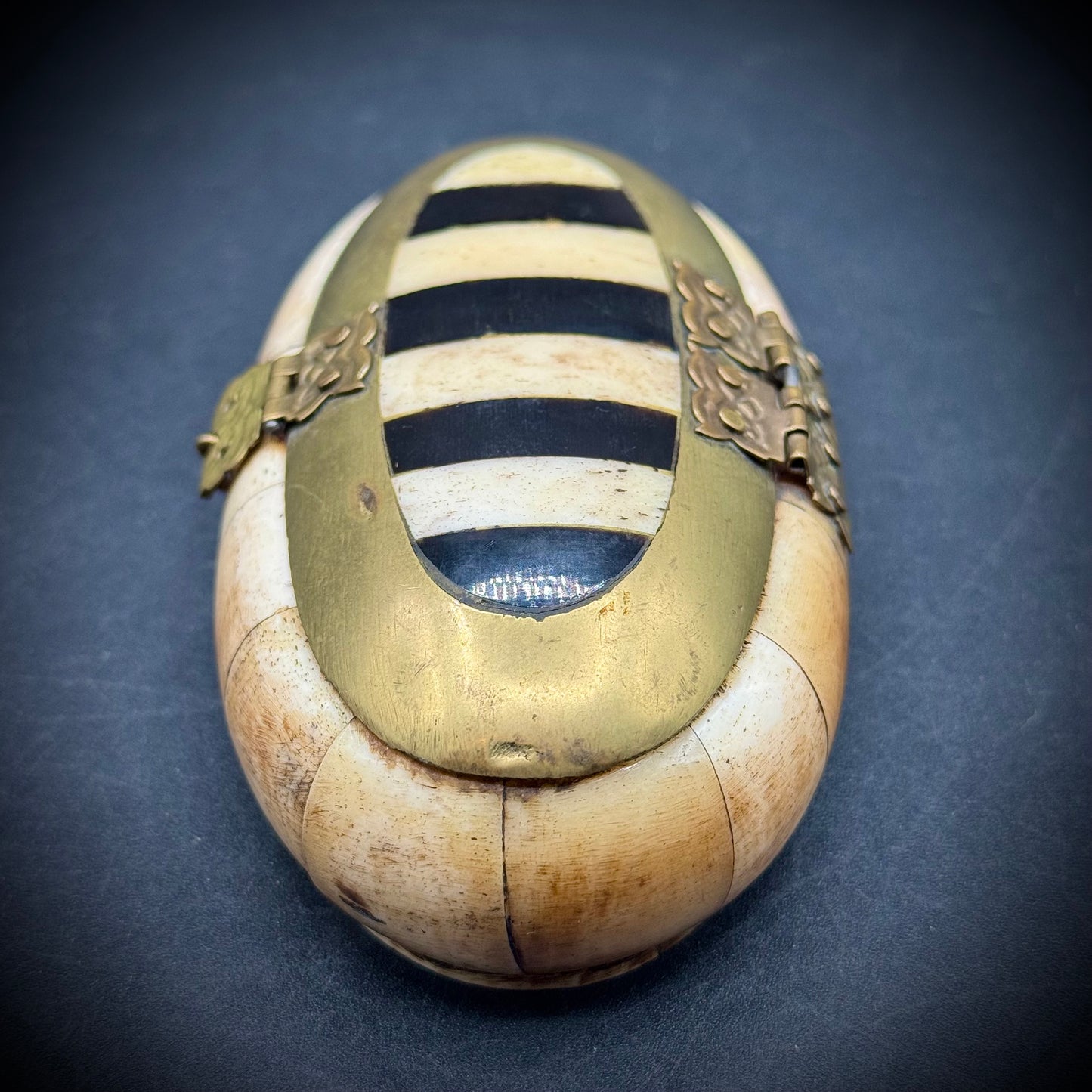 Vintage Bone & Brass Trinket Box - Made in India