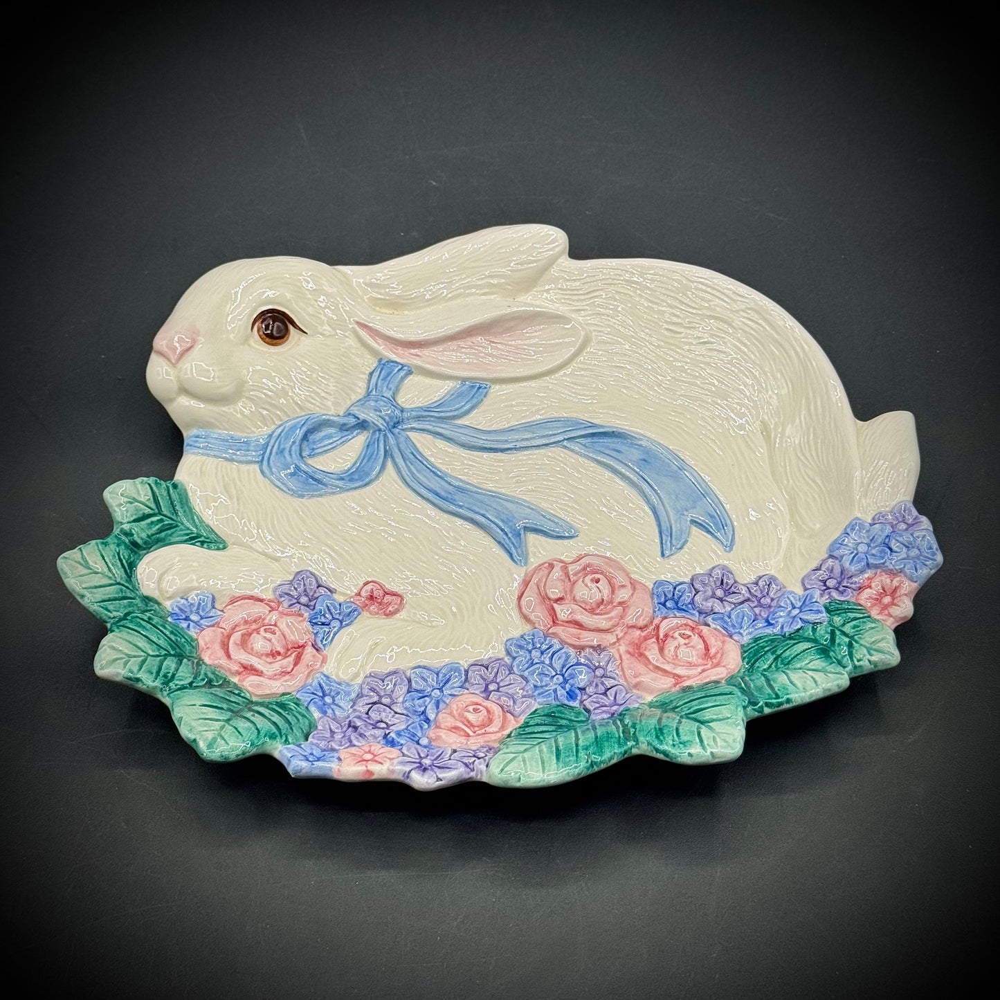 Vintage 1993 Fitz & Floyd Bunny Rabbit & Flower Dish