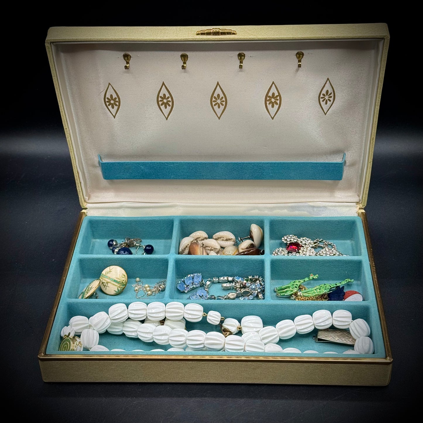 Vintage MCM Babcock Jewelry Box w/Collection of Costume Jewelry