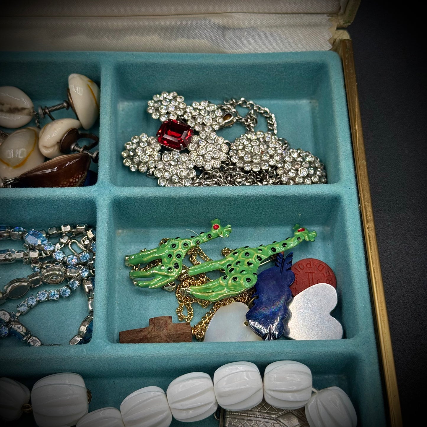 Vintage MCM Babcock Jewelry Box w/Collection of Costume Jewelry