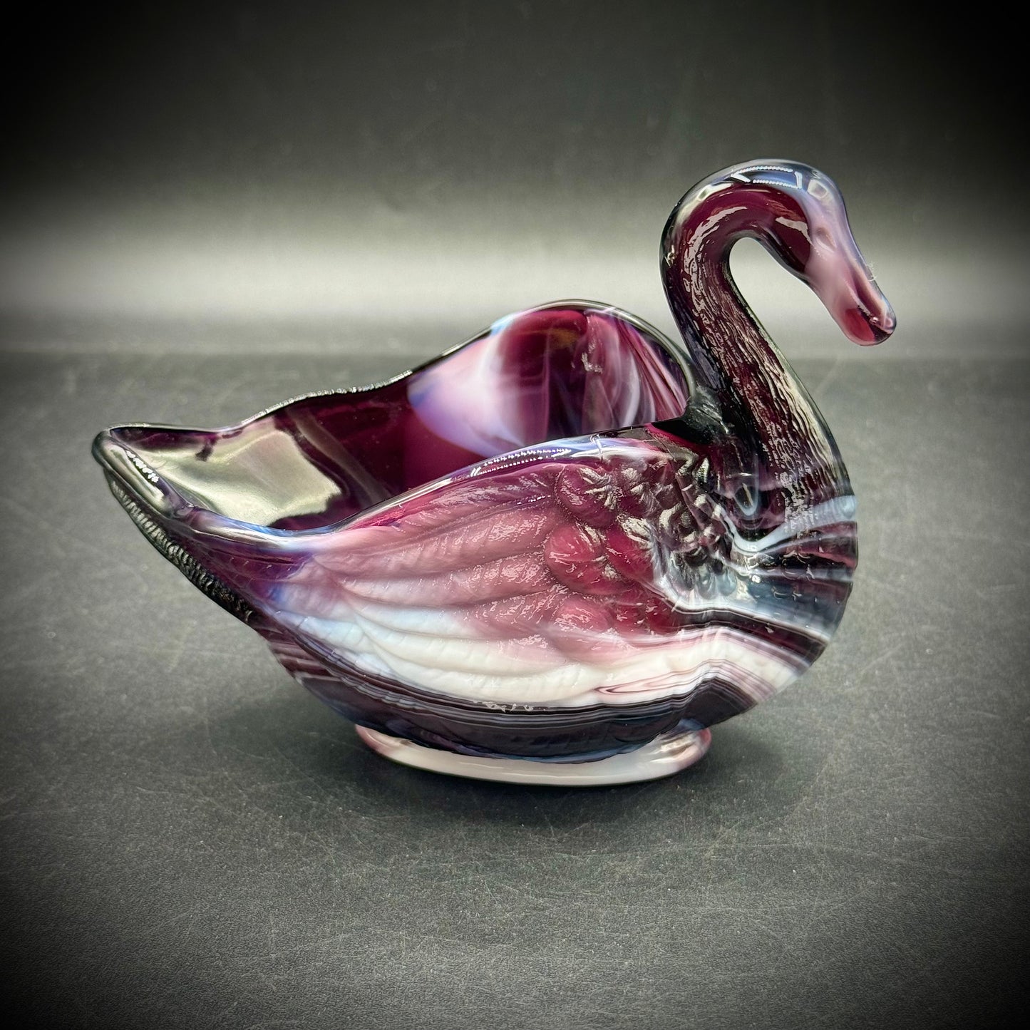 Vintage Imperial Slag Glass Amethyst Swan