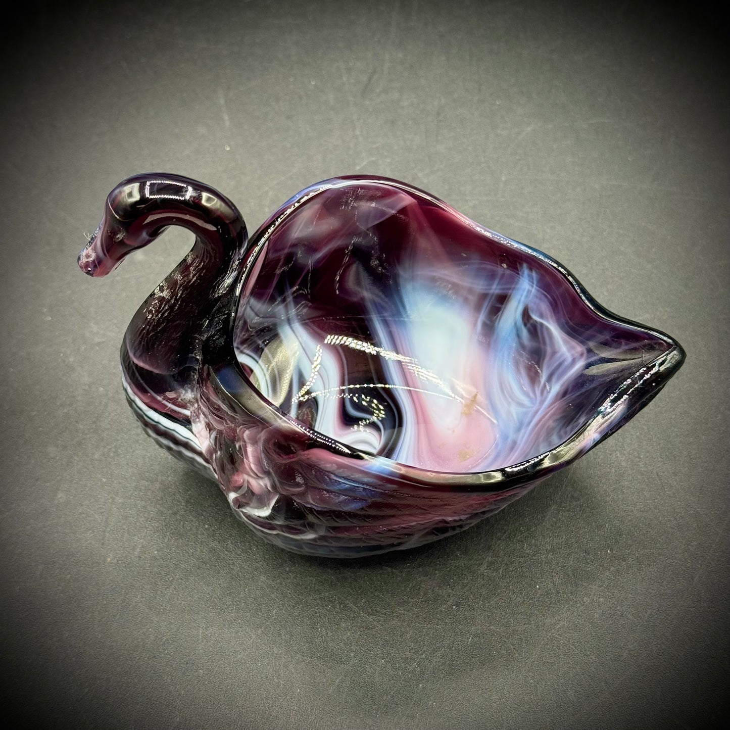 Vintage Imperial Slag Glass Amethyst Swan