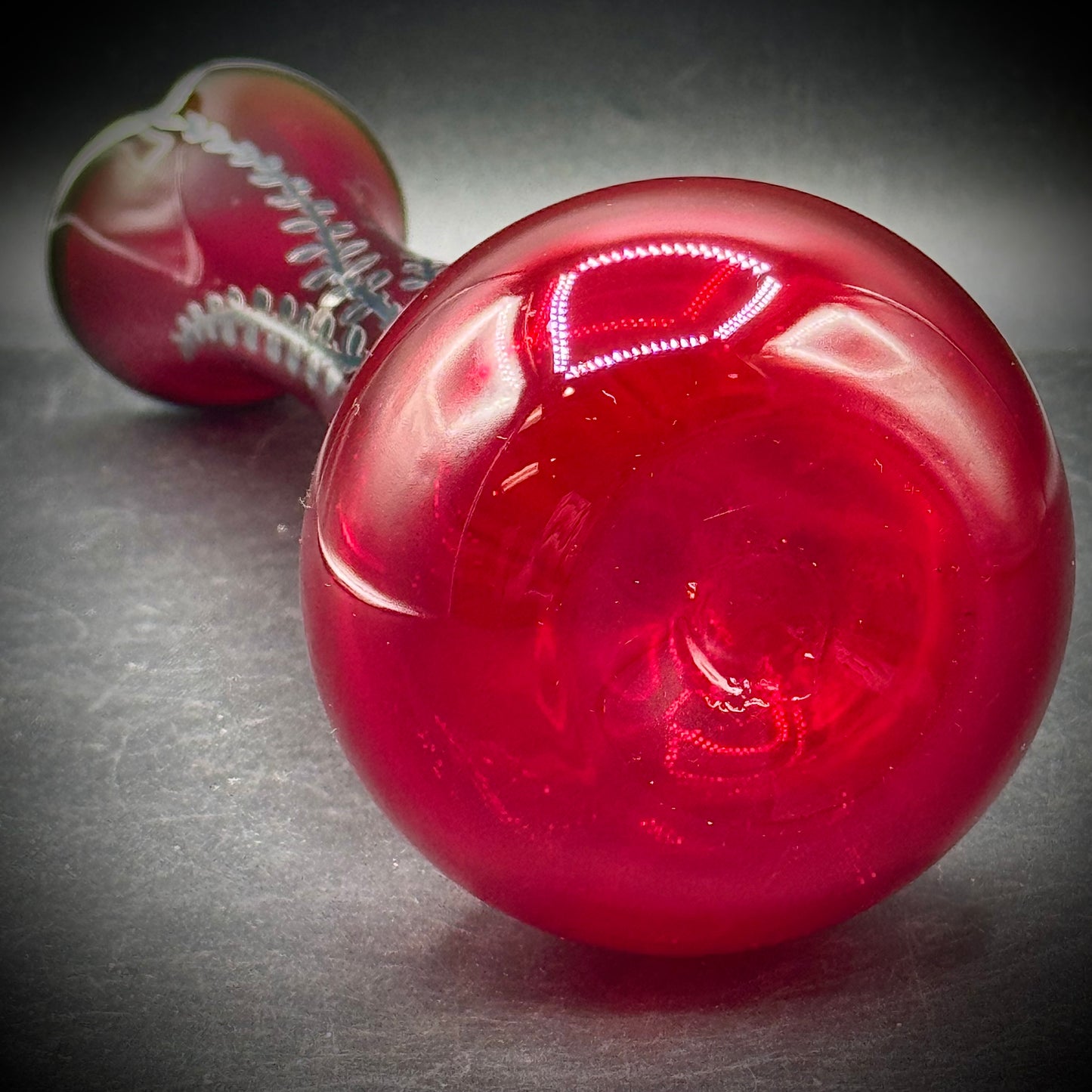 Vintage Hand Blown Ruby Glass Swung Vase w/Sterling Silver Accents