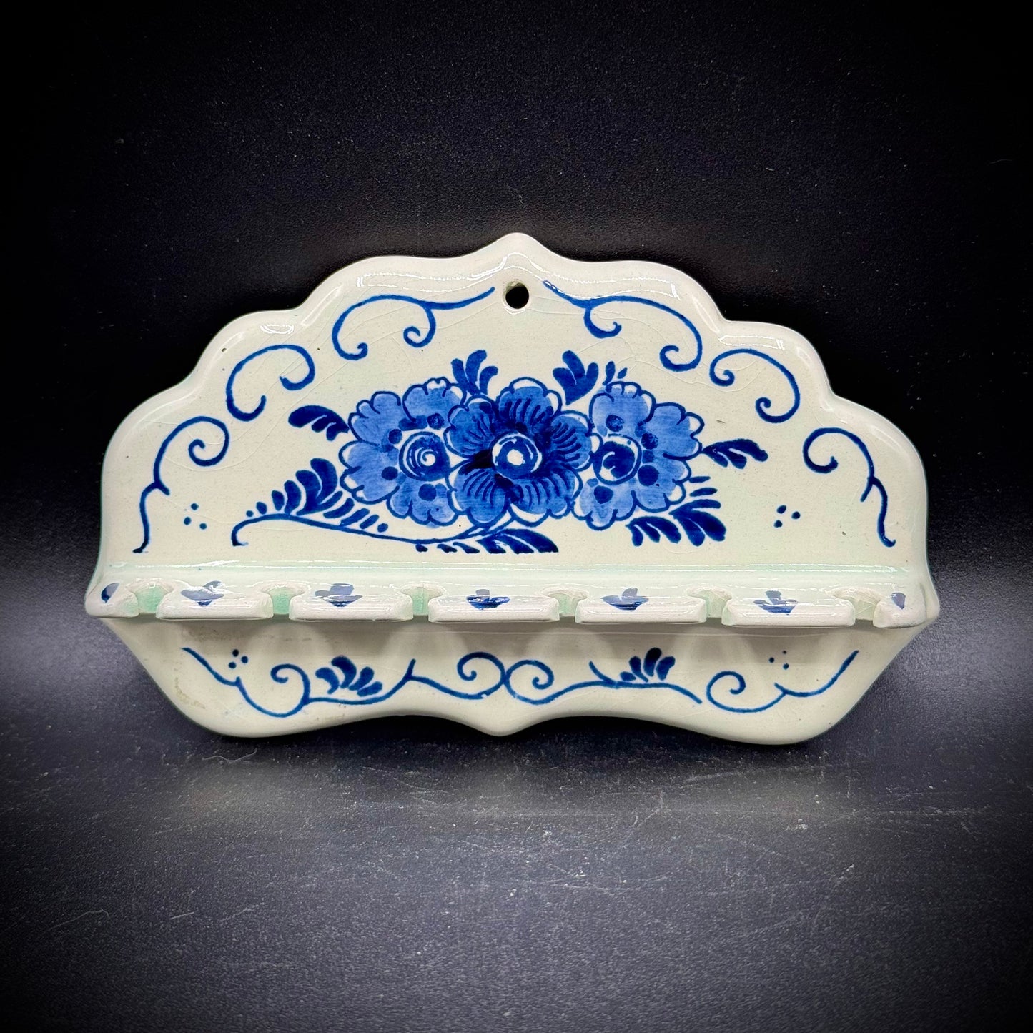 Vintage Hand Painted Delft Hanging Spoon Rack