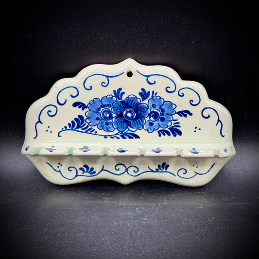 Vintage Hand Painted Delft Hanging Spoon Rack