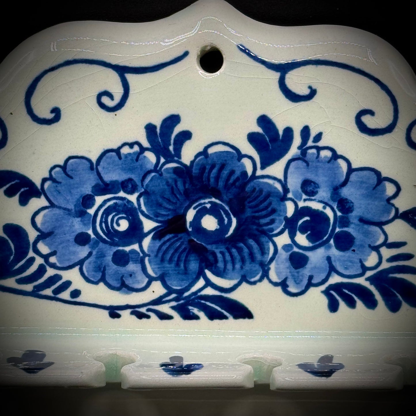 Vintage Hand Painted Delft Hanging Spoon Rack