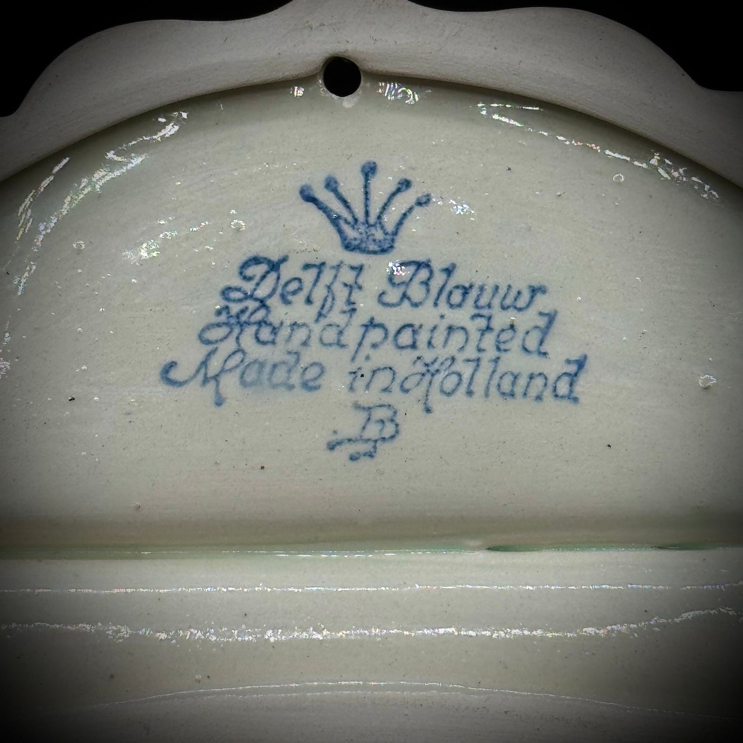 Vintage Hand Painted Delft Hanging Spoon Rack