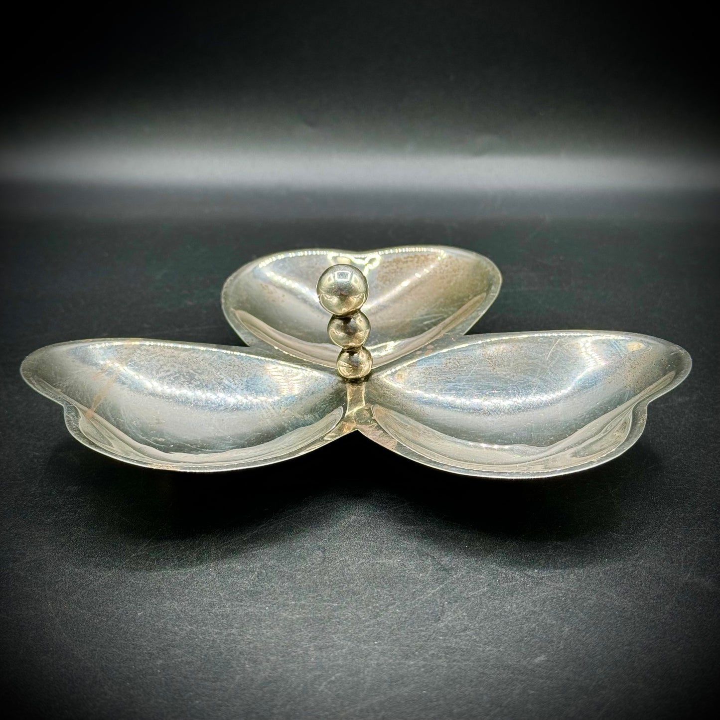 Vintage Solid Sterling Silver Clover Dish Mexico