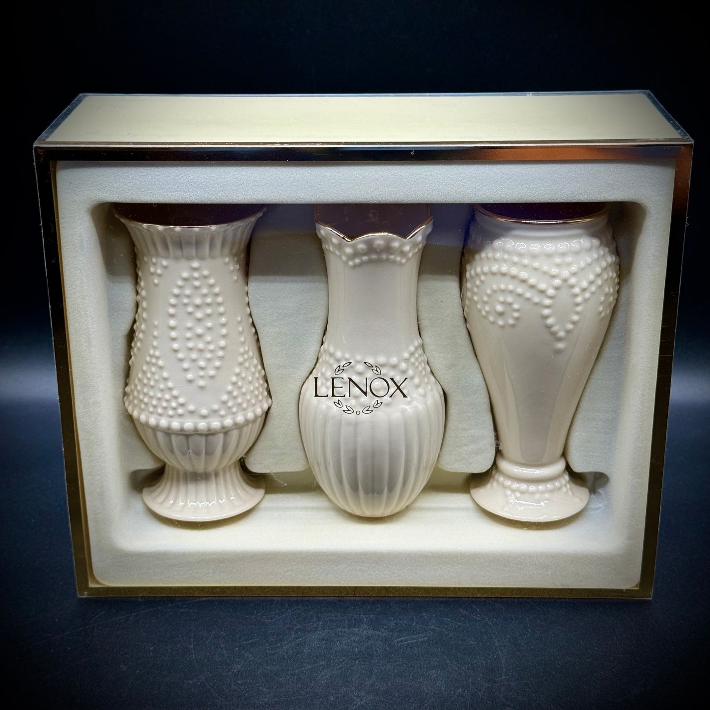 New in Box Lenox Three Vase Gift Set