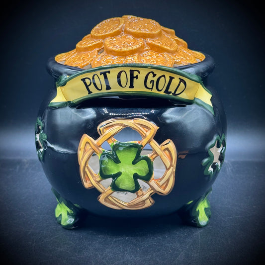 Blue Sky Pot of Gold Ceramic Candle Holder