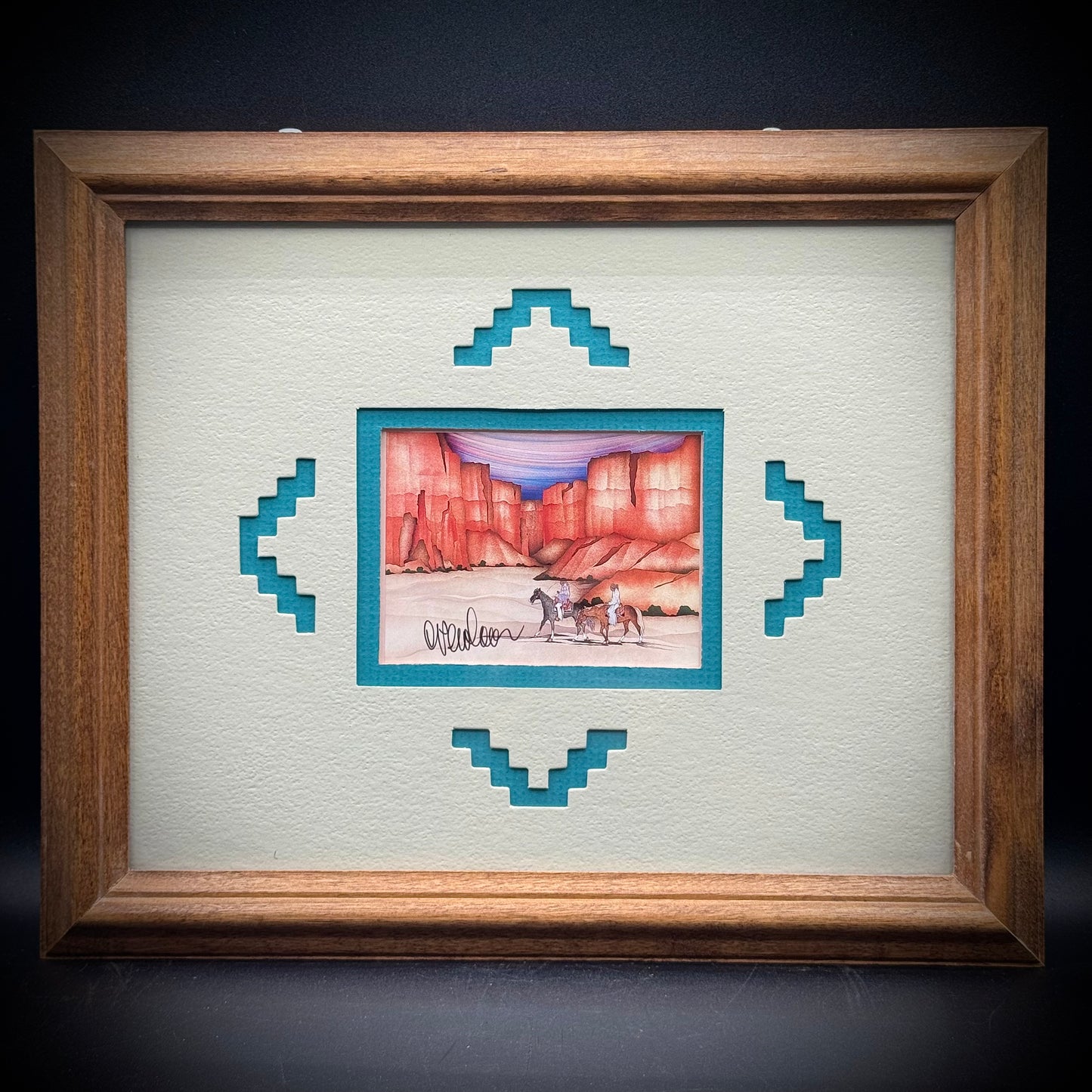 Signed Frame Southwest Print by Native American Artist Pena