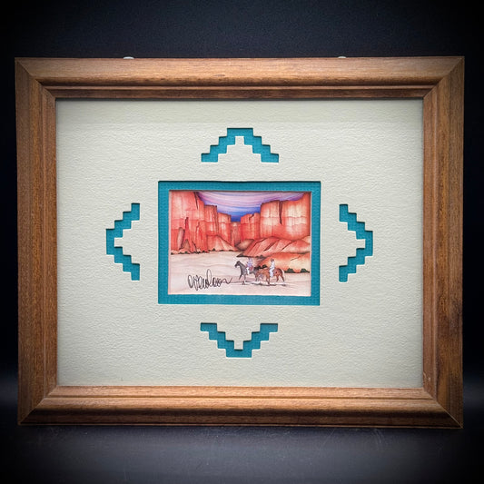 Signed Frame Southwest Print by Native American Artist Pena