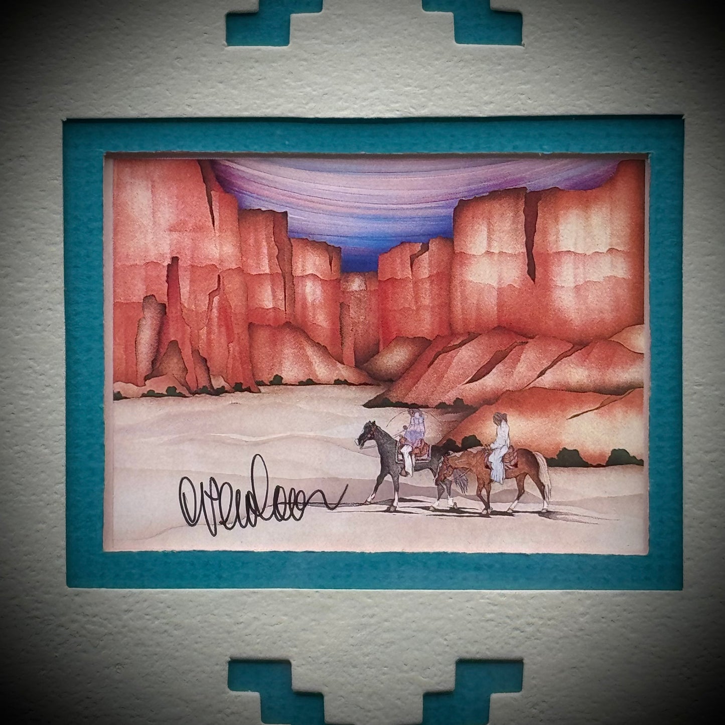 Signed Frame Southwest Print by Native American Artist Pena