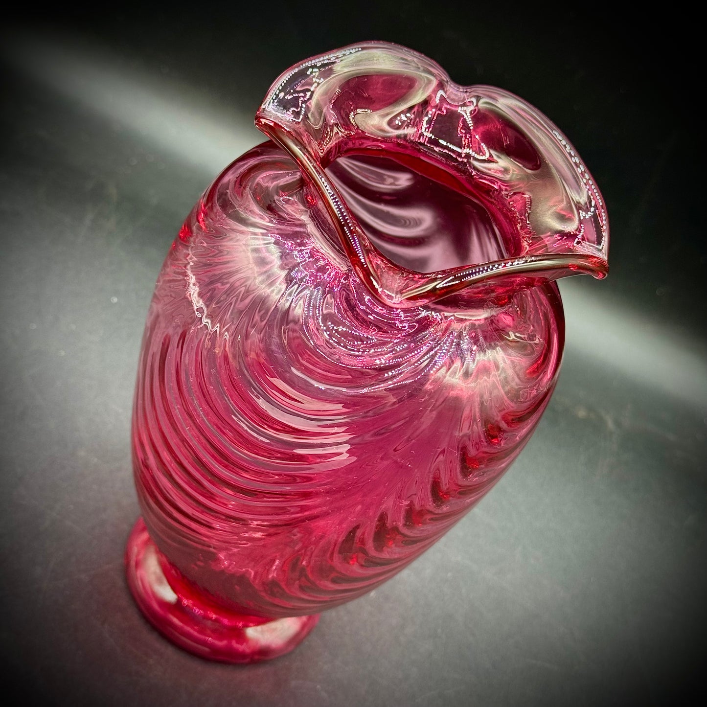 Vintage Fenton Cranberry Glass Drape Vase