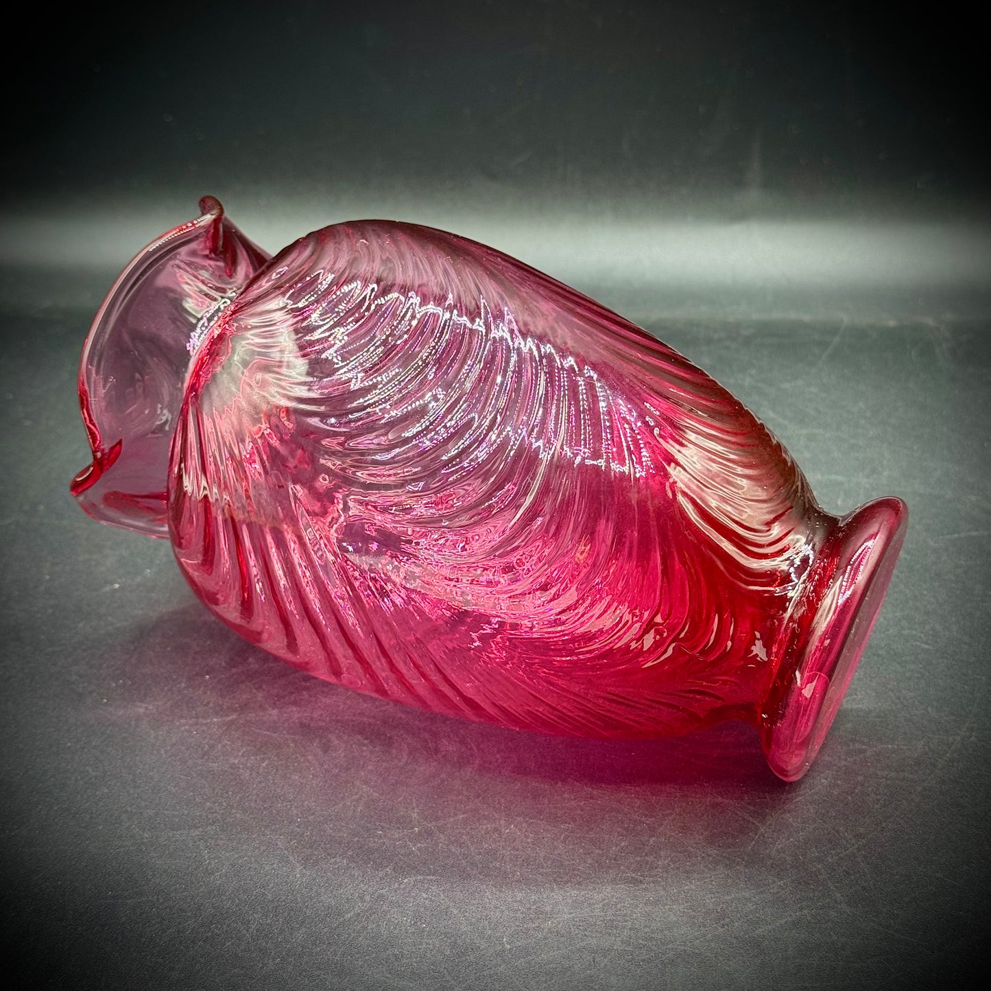 Vintage Fenton Cranberry Glass Drape Vase