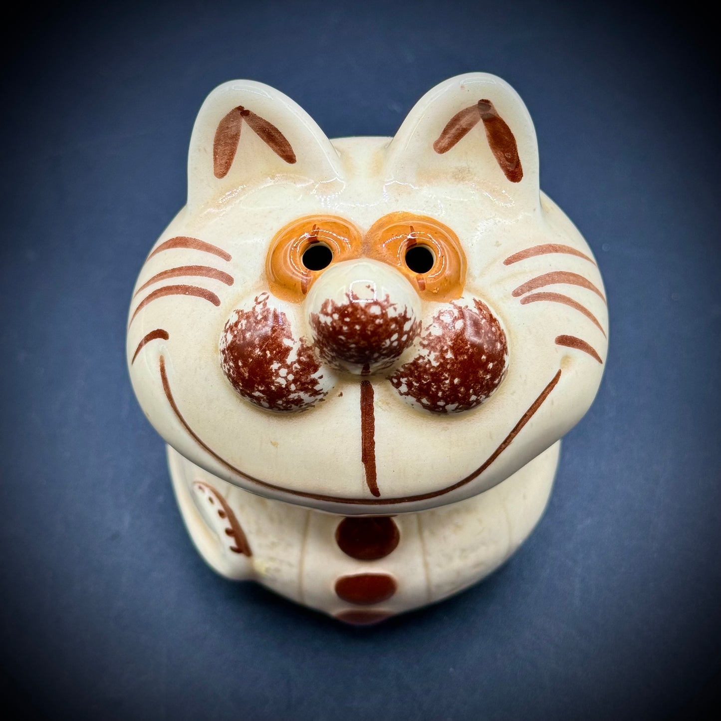 Vintage N.S. Gustin Co. Pottery Cheshire Cat Cheese Shaker