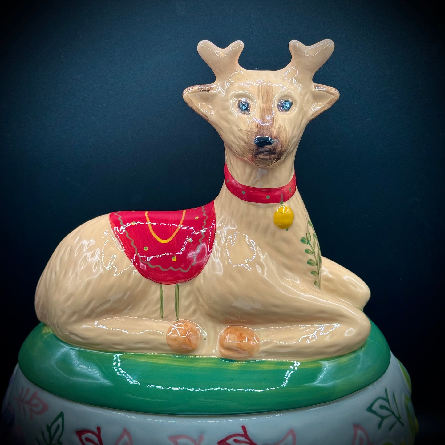 RARE Hand Signed Anthropologie Natalie Lete Reindeer Cookie Jar