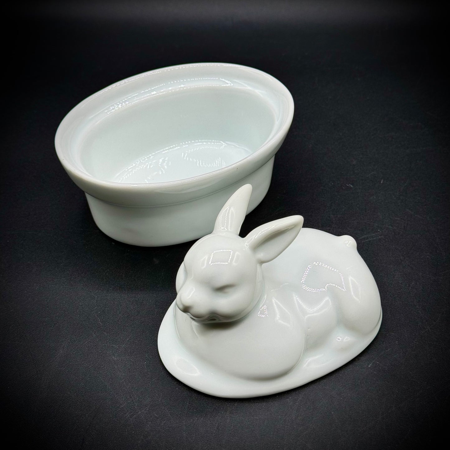 Porcelain Rabbit/Bunny Covered Dish