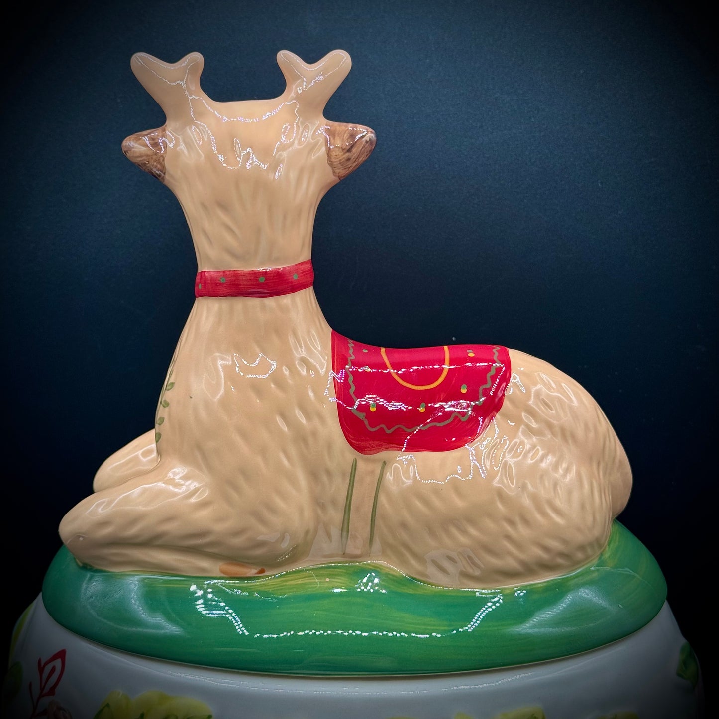 RARE Hand Signed Anthropologie Natalie Lete Reindeer Cookie Jar