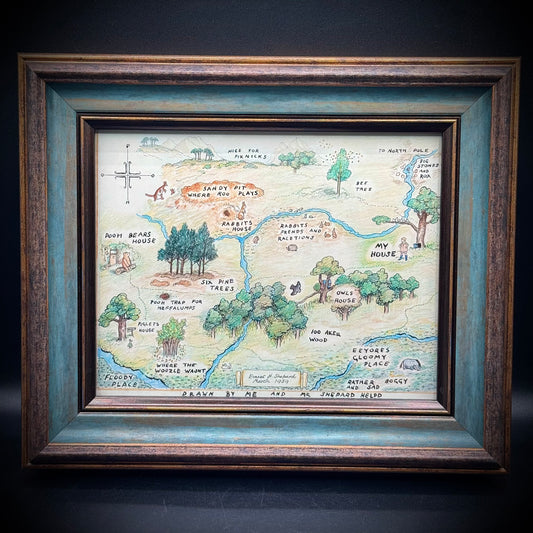 Framed 1959 Lithograph of The 100 Acre Wood