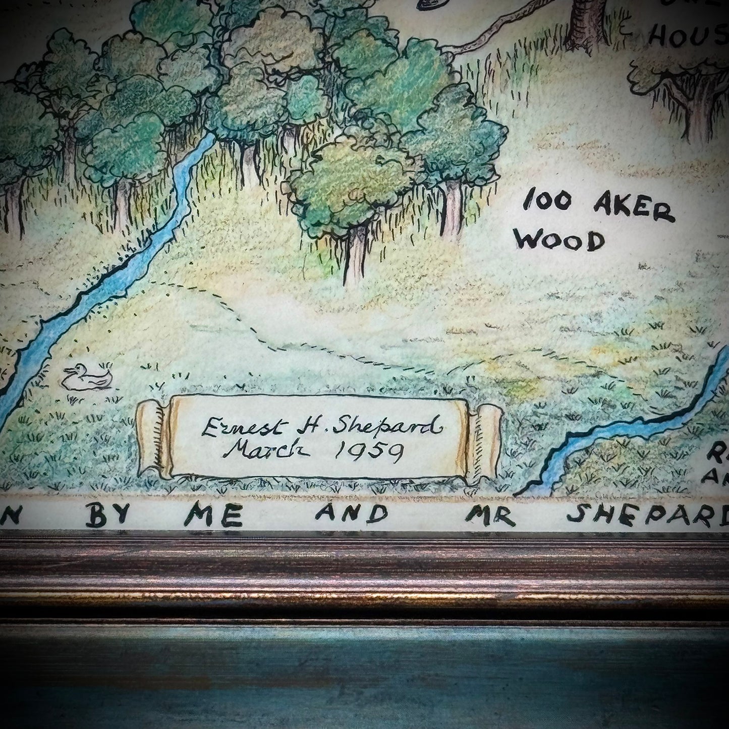 Framed 1959 Lithograph of The 100 Acre Wood