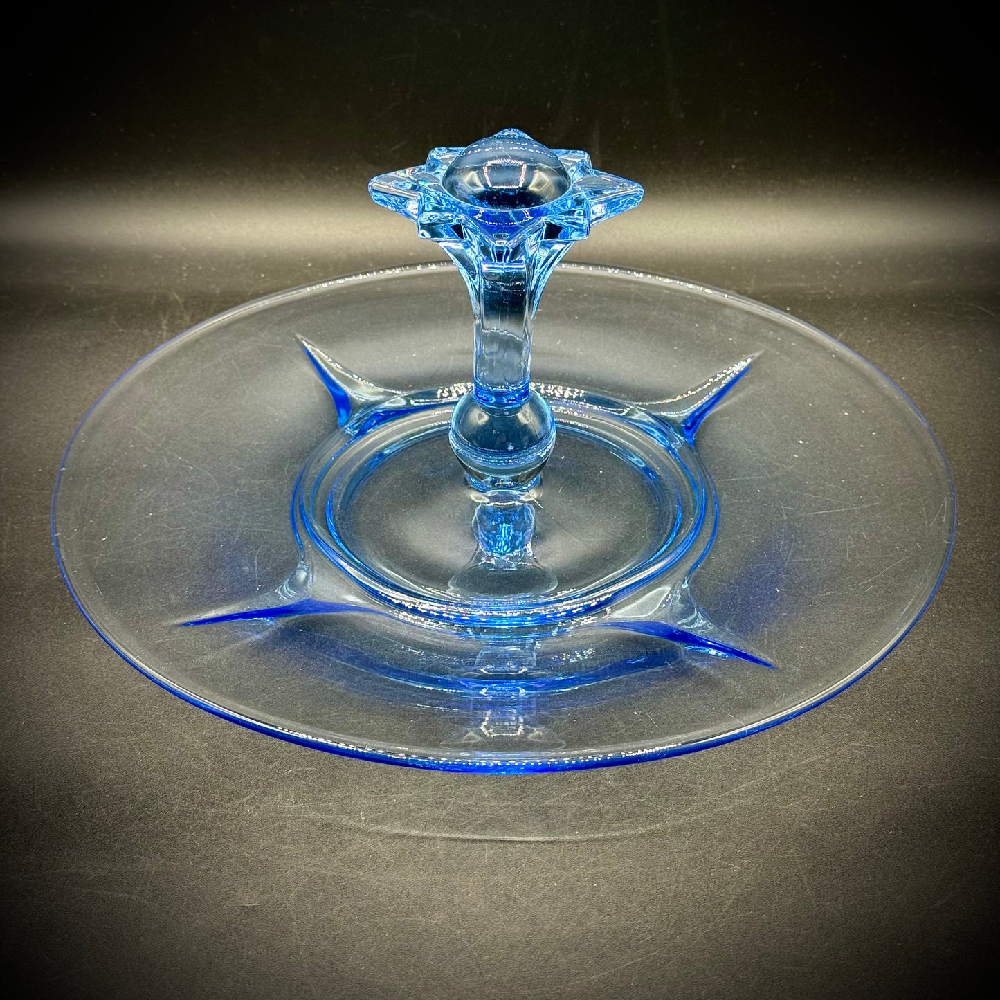 1930s Paden Ice Blue Glass Tidbit Tray