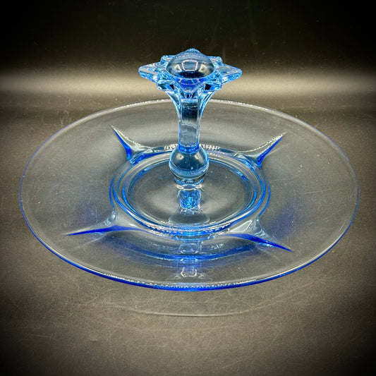 1930s Paden Ice Blue Glass Tidbit Tray