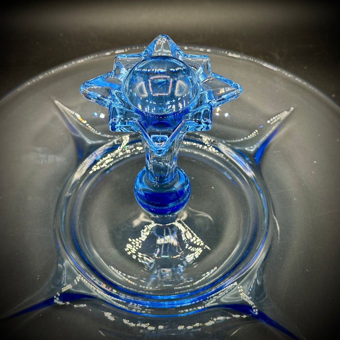 1930s Paden Ice Blue Glass Tidbit Tray