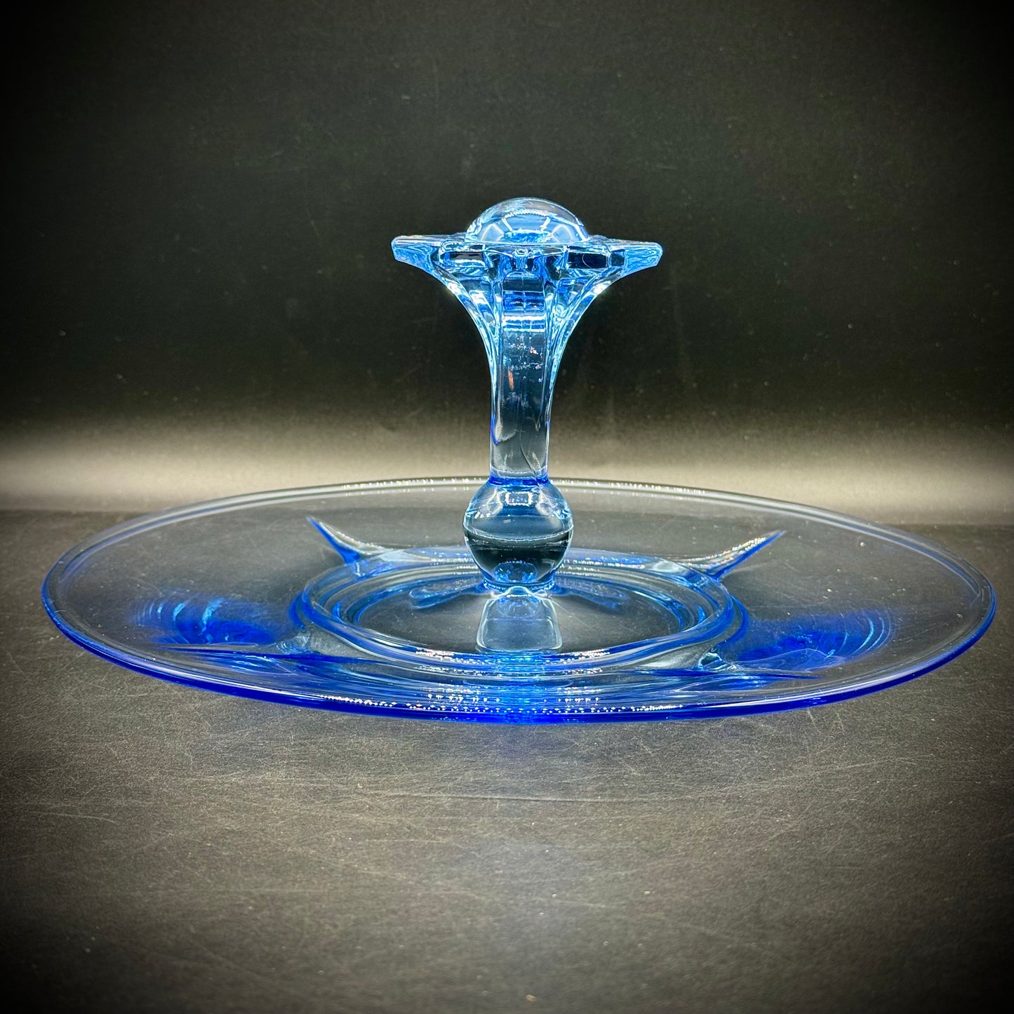 1930s Paden Ice Blue Glass Tidbit Tray