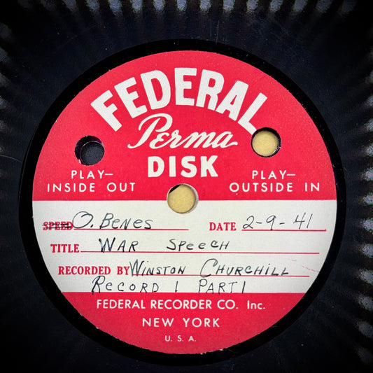 Original 1941 Record Recording - Churchill Blitz Speech