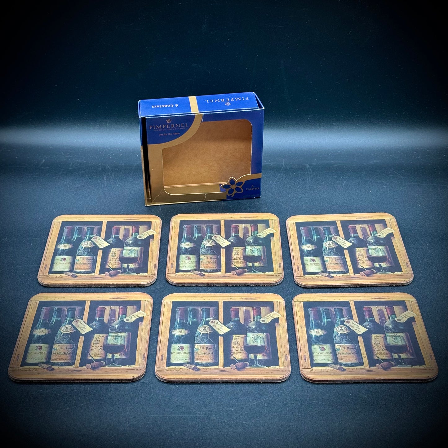 New Set of Pimpernel Wine Motif Coasters