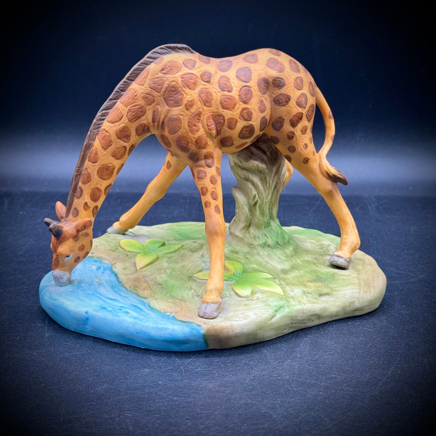 Vintage Porcelain Giraffe Drinking Figurine - Made in Japan