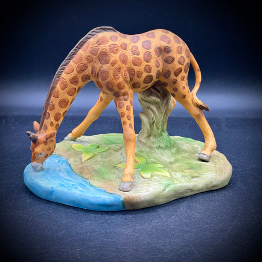 Vintage Porcelain Giraffe Drinking Figurine - Made in Japan