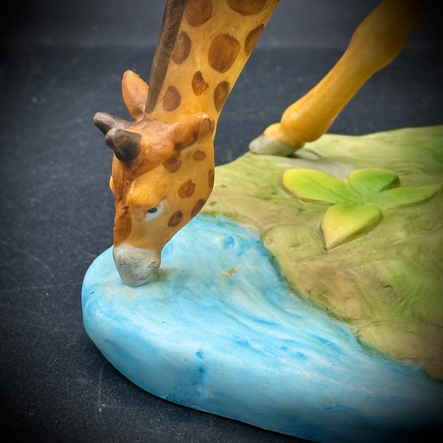 Vintage Porcelain Giraffe Drinking Figurine - Made in Japan