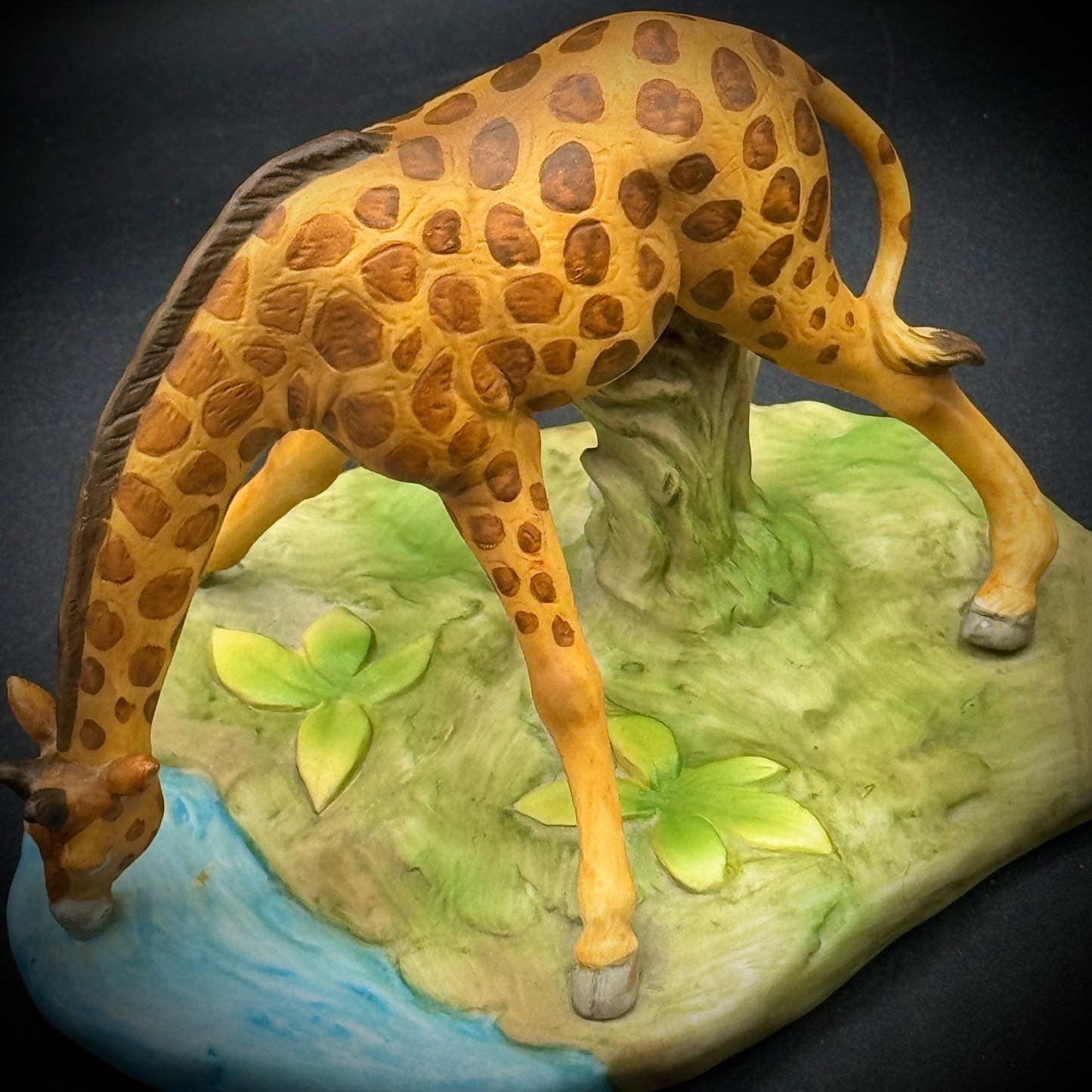 Vintage Porcelain Giraffe Drinking Figurine - Made in Japan