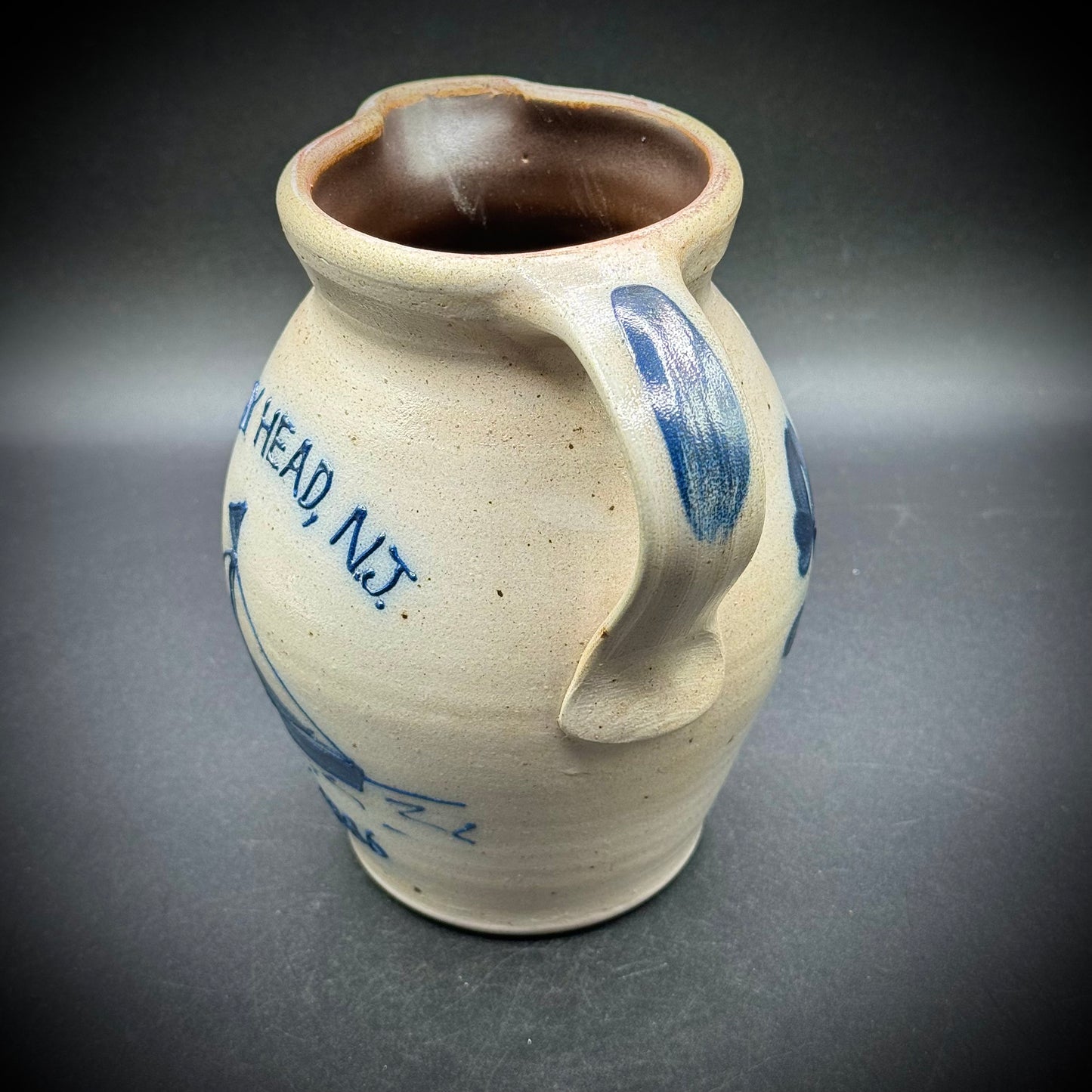 Vintage 1990 Rockdale Union Stonework Pitcher Hand Made - Bay Head, NJ