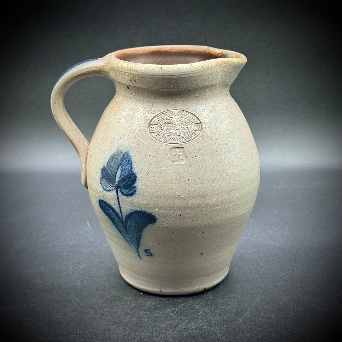 Vintage 1990 Rockdale Union Stonework Pitcher Hand Made - Bay Head, NJ