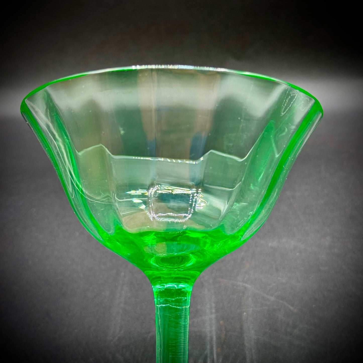 Will's Challenge - Pair of Vintage Green Uranium Glowing Parfait Glasses