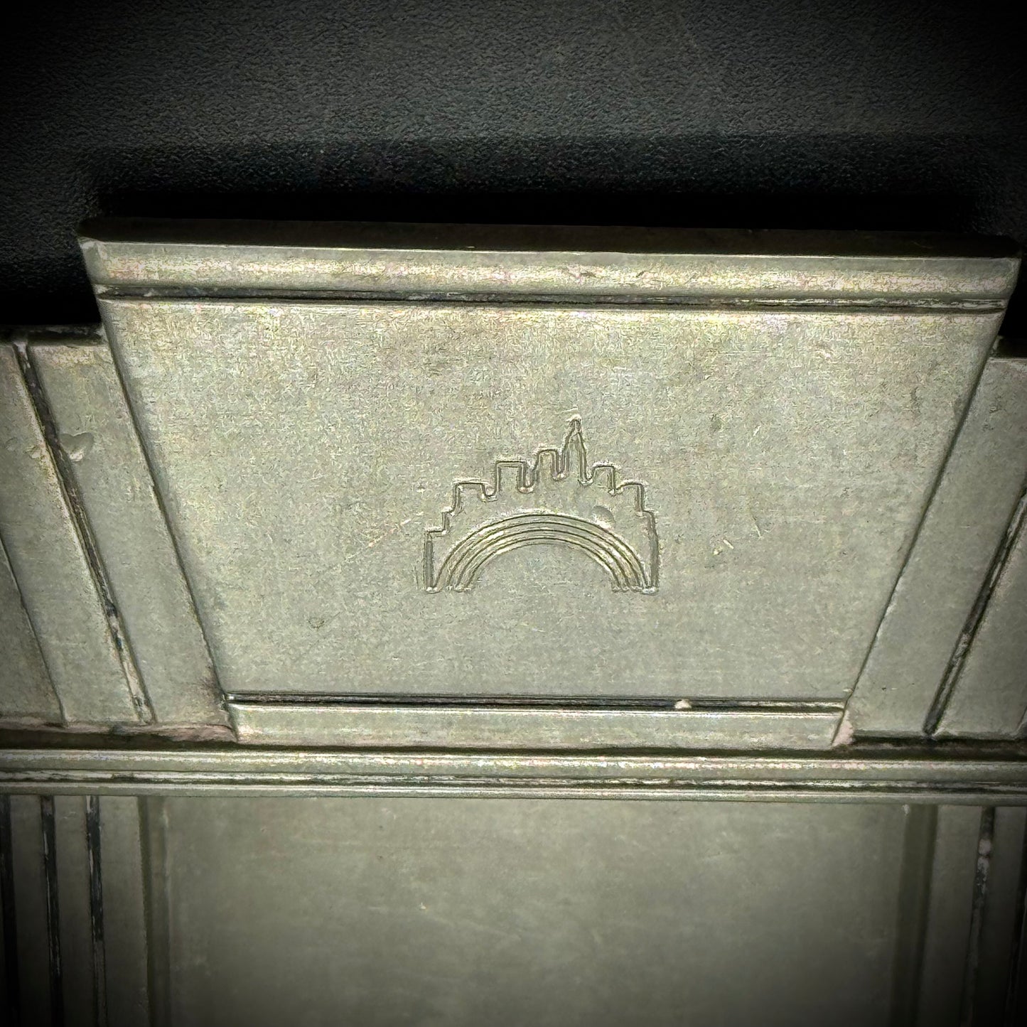 Vintage Art Deco Pewter Tray by "Rose Design" with Skyline Motif